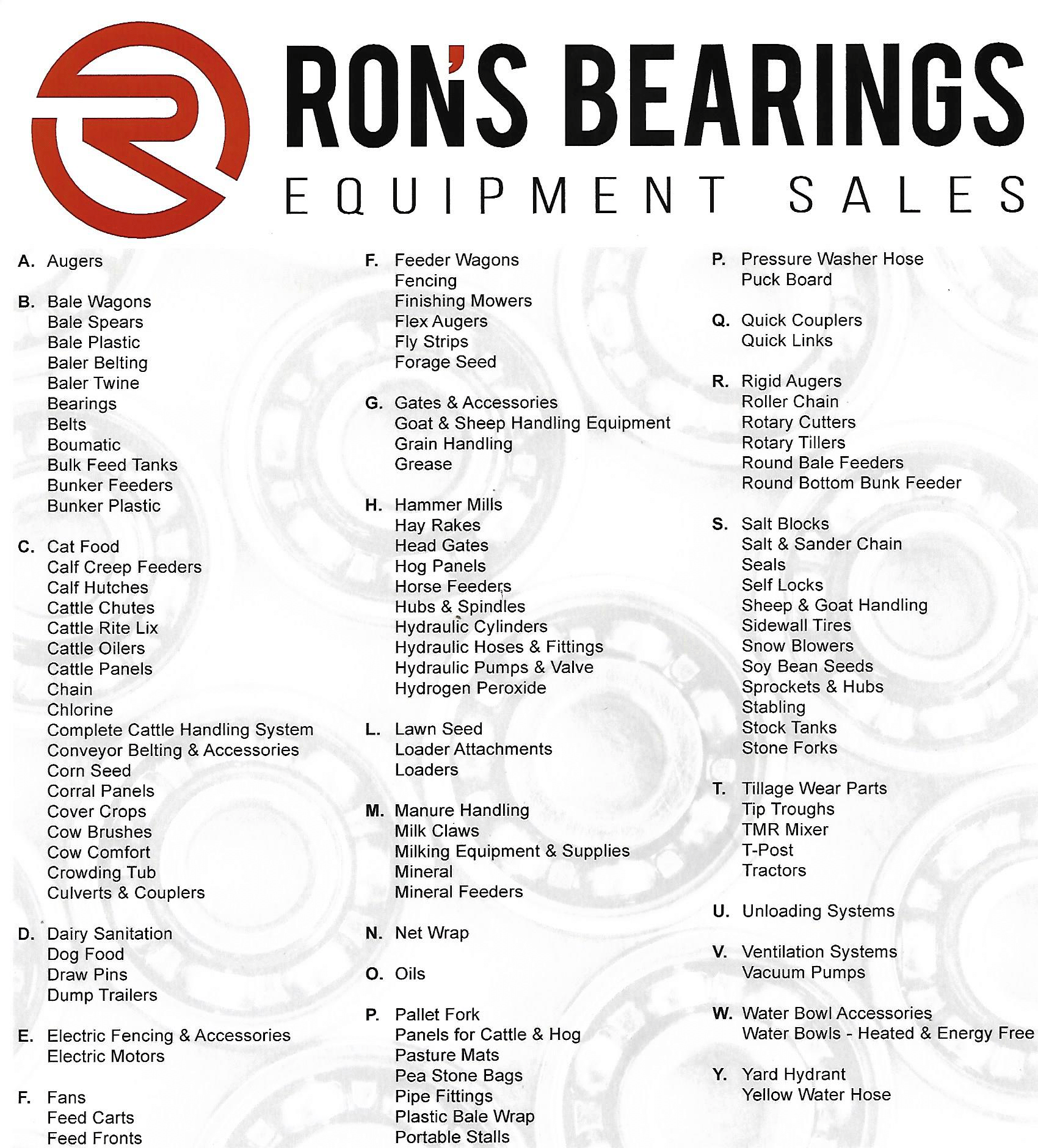 Ron’s Bearings Equipment Sales